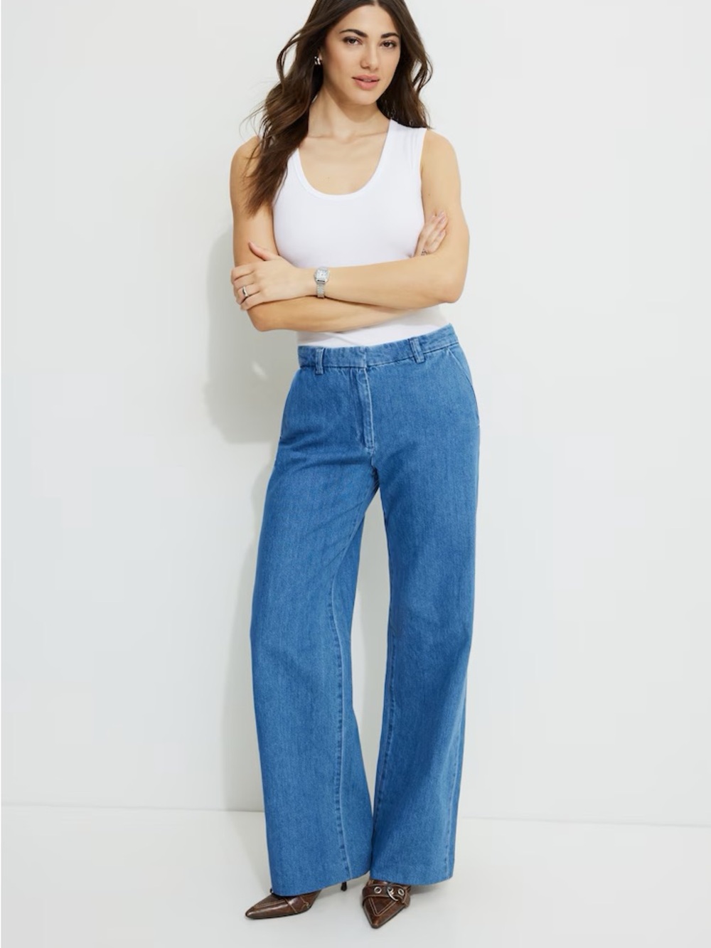 NWT Dynamite Wide Leg Trouser Jeans in Prospect Blue- Size 4/ 27 - Picture 2 of 13
